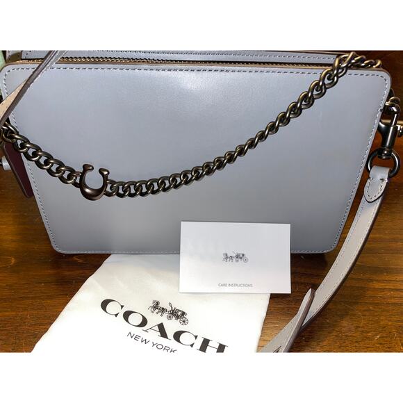 Coach Carter NEW Signature Chain Crossbody Gray Bag - Picture 3 of 8